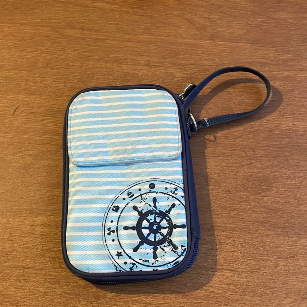 Gently used wallet with wrist strap
